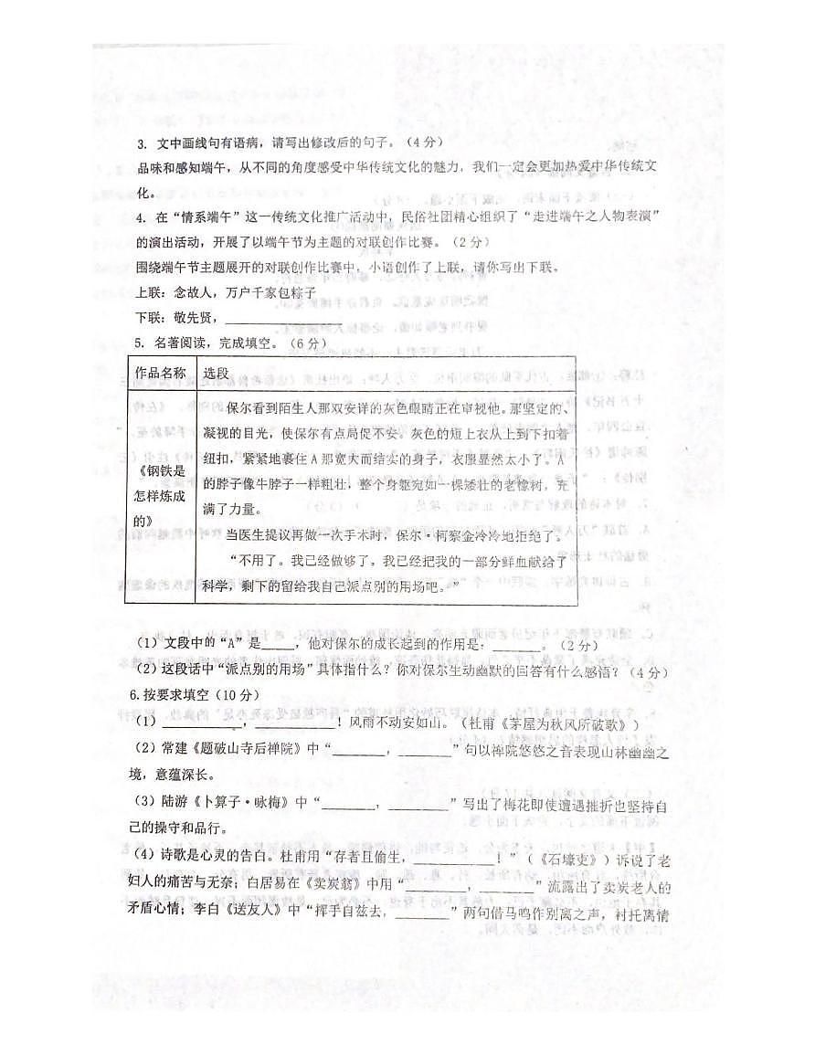 山东省聊城市阳谷县实验中学2024—2025学年八年级下学期第二次月考语文试题（图片版，含答案）第2页