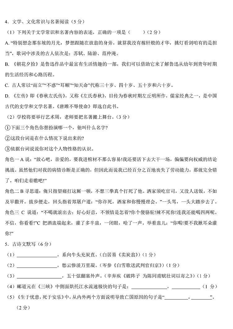 2025年辽宁省盘锦市兴隆台区九校联考中考二模语文试题（PDF版、含答案）第2页