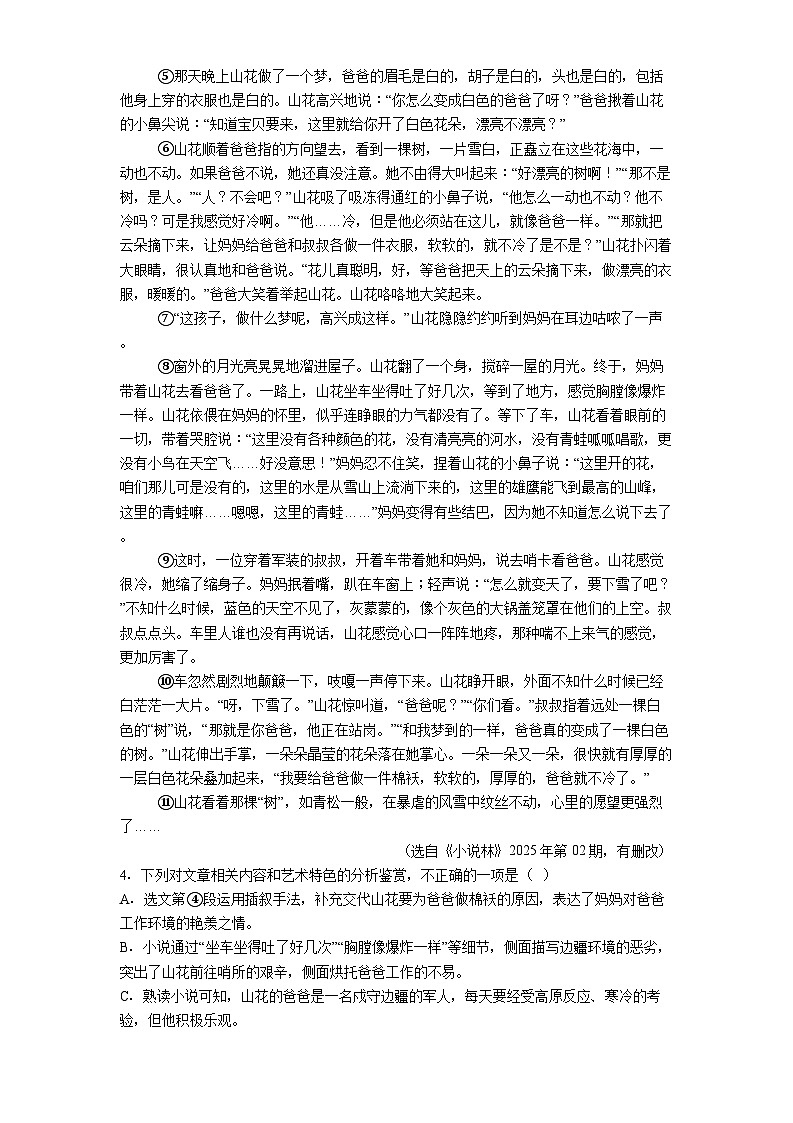 安徽省淮北市2025年中考三模语文试题（含答案）第3页
