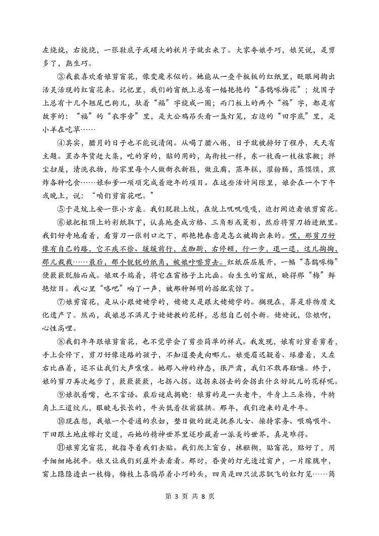 2025年河南省 郑州东枫外国语学校中考三模语文试题（中考模拟）第3页