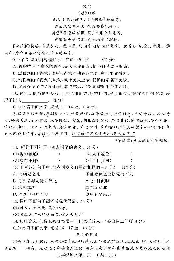 2025年山东省菏泽市曹县中考一模语文试题（中考模拟）第3页
