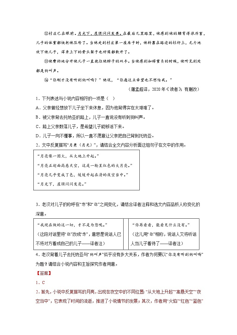 中考语文外国小说阅读理解专项训练（四）（解析版）-2026年中考语文一轮复习现代文阅读训练（全国通用）第3页