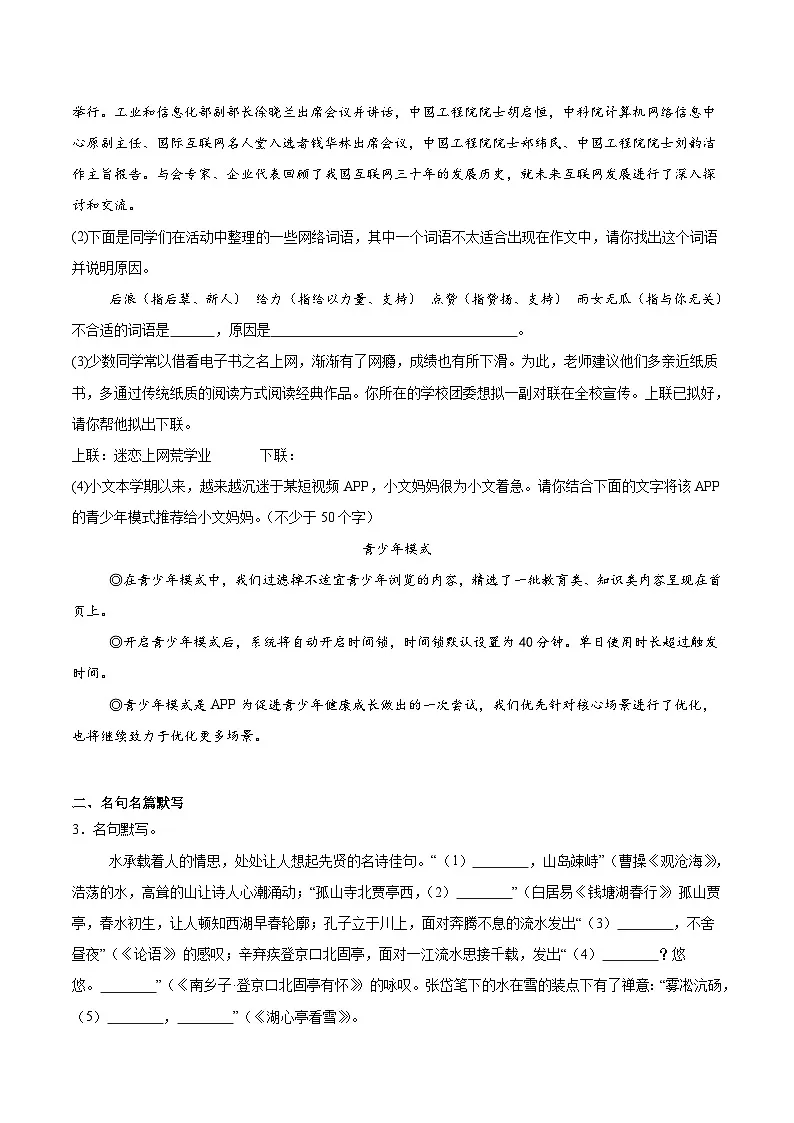 吉林省白城市三校联考2025届九年级下学期中考模拟考试语文试卷第2页