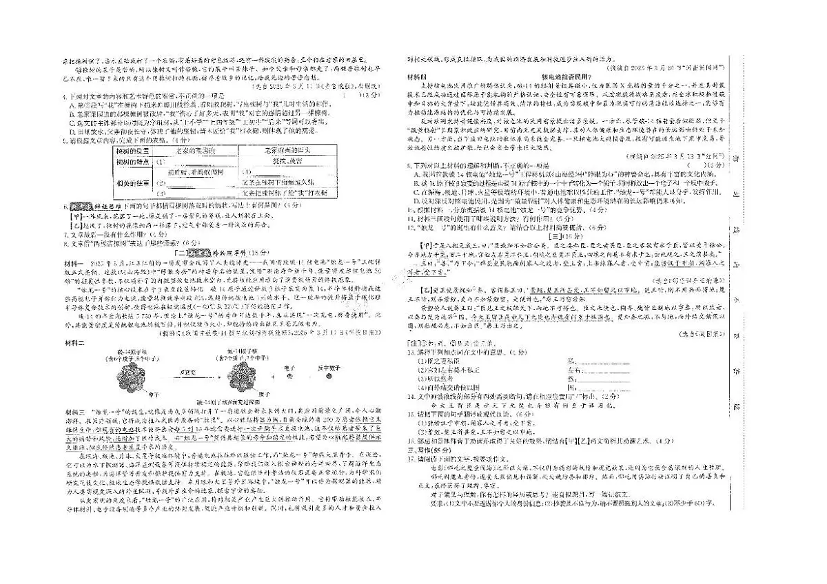 2025年安徽省青阳县部分学校中考模拟语文试卷（中考模拟）第2页