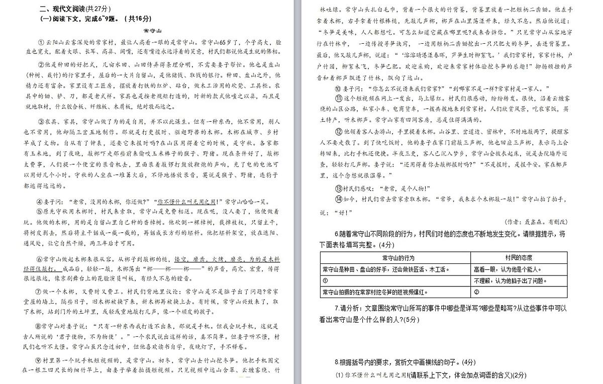 2025年河南省驻马店市遂平县文城中学、第二初级中学联考三模语文试题（中考模拟）第2页