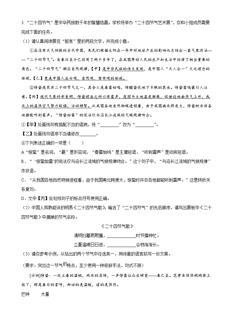 2025年安徽省淮南市谢家集区中考二模语文试题（中考模拟）第2页