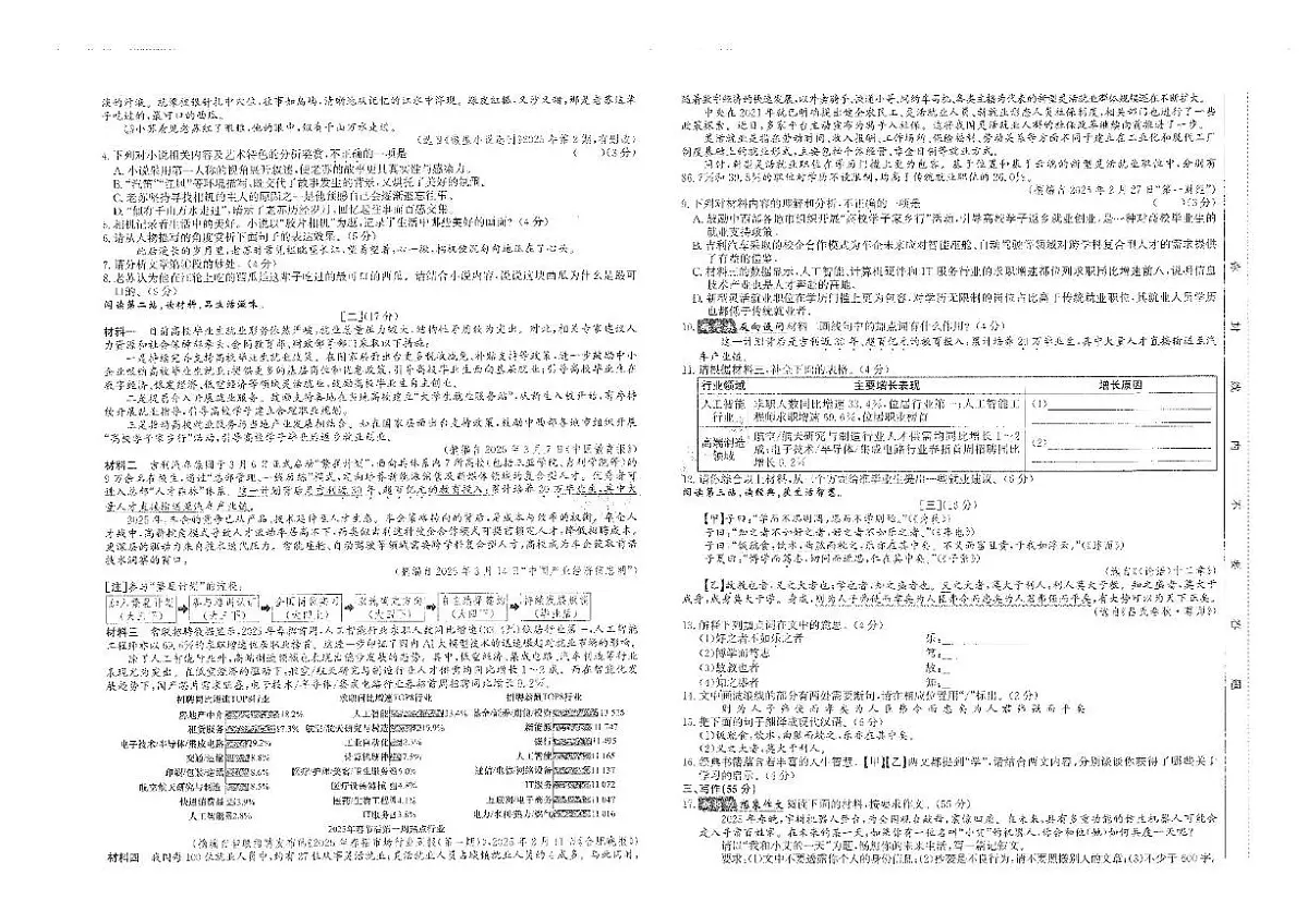 安徽省黄山市校联考2024-2025学年九年级下学期6月月考语文试题第2页