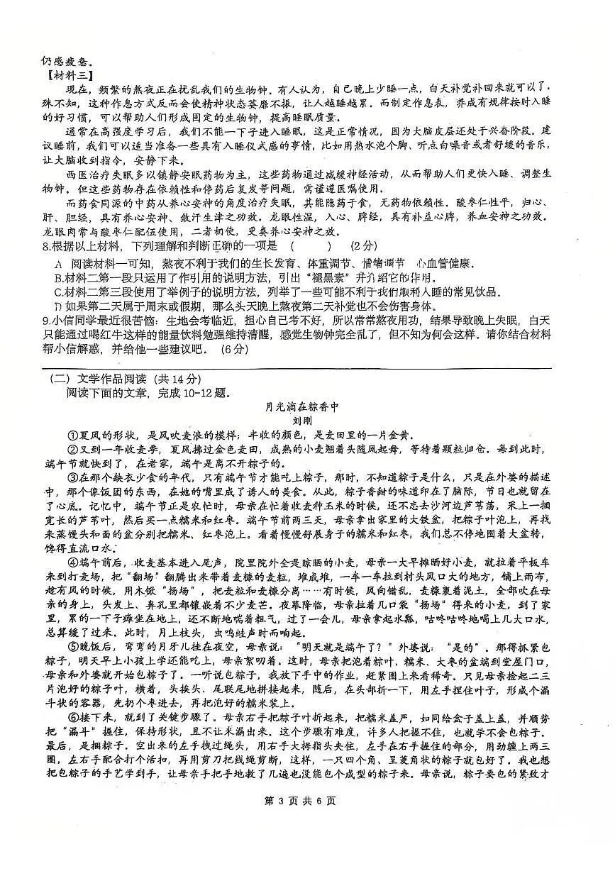 湖南省长沙市开福区立信中学2024-2025学年八年级下学期第三次月考语文试题第3页