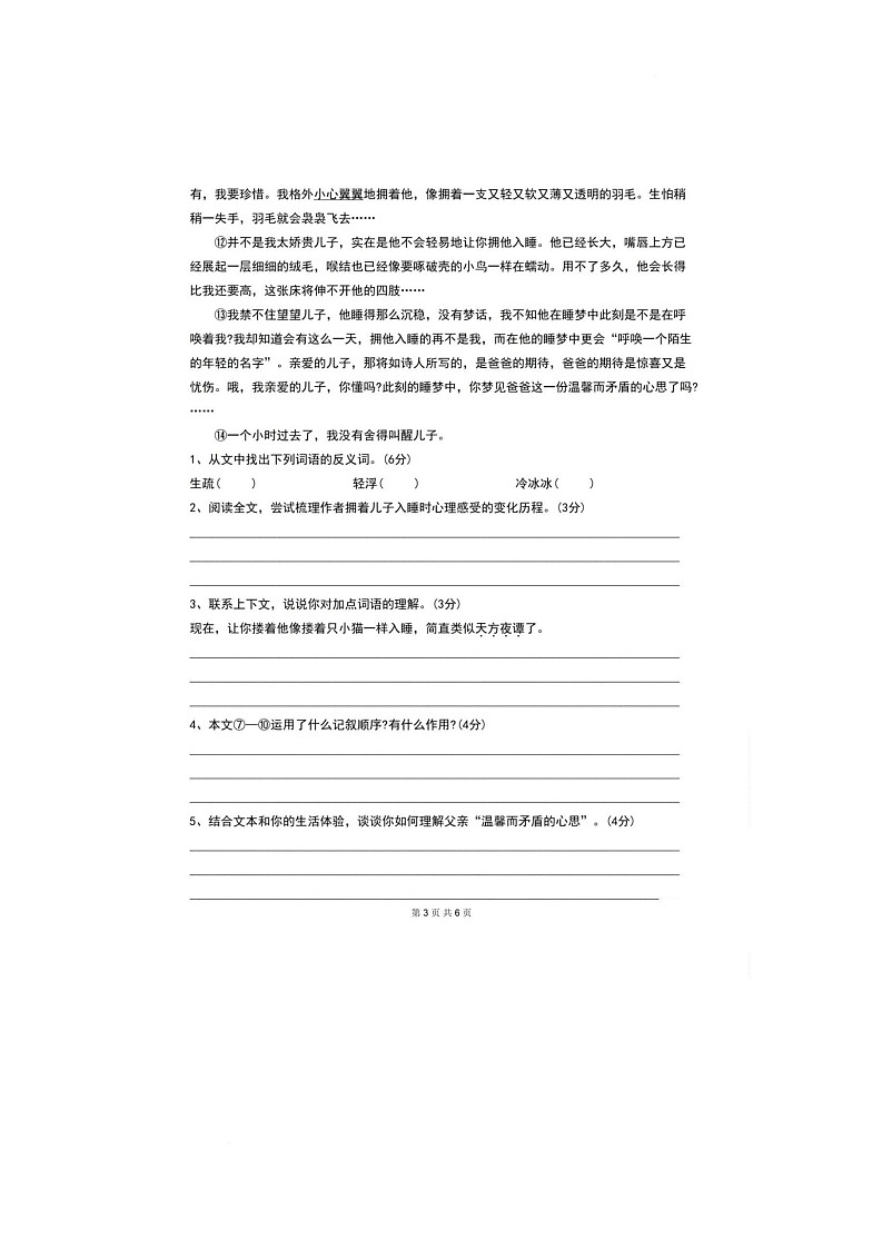 2025年重庆市西南大学附属中学小升初自主招生语文试题（中考模拟）第3页