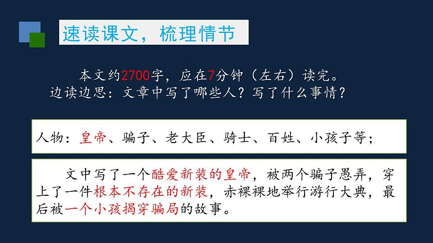新人教部编版语文七上 6-22《皇帝的新装》课件（第一课时）第3页