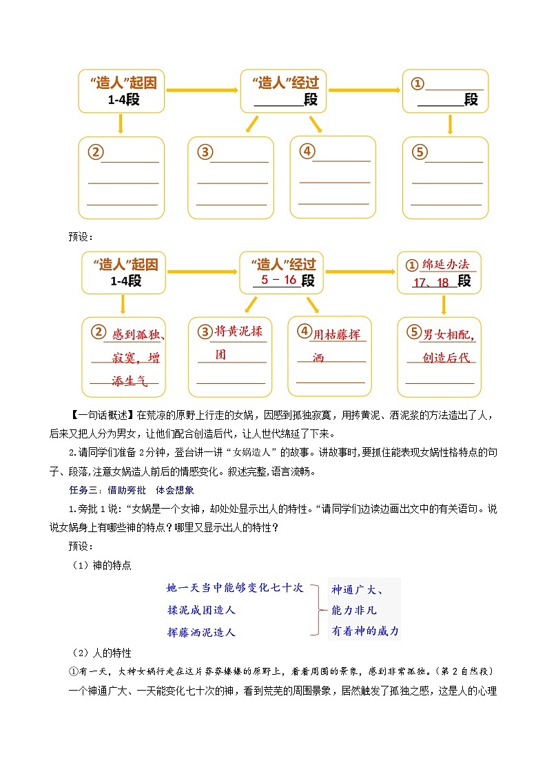 新人教部编版语文七上 6-23《女娲造人》-教学设计第3页