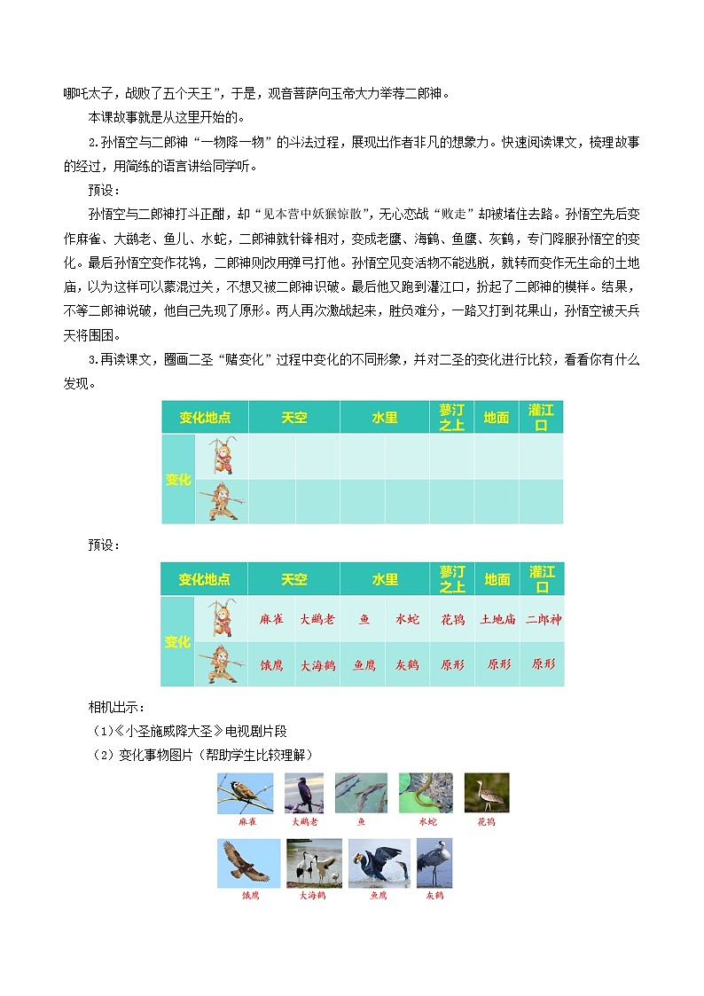 新人教部编版语文七上 6-21《小圣施威降大圣》-教学设计第3页