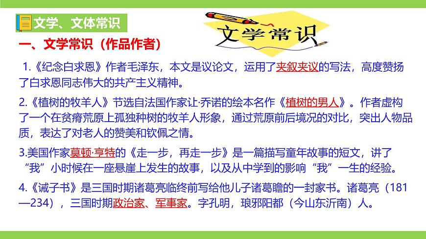 新人教部编版语文七上 第四单元知识点考点梳理复习课件第2页