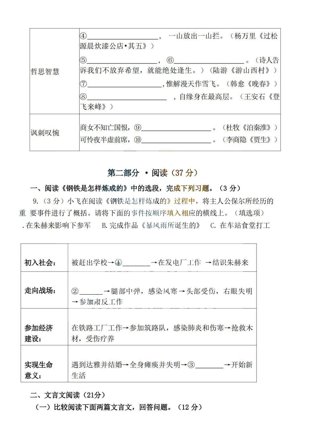 黑龙江省哈尔滨市虹桥中学2024-2025学年七年级下学期6月月考语文试题第3页