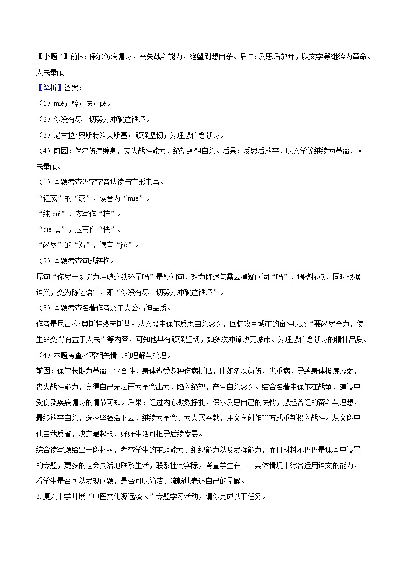 2025年安徽省蚌埠市部分学校中考语文模拟试题（含答案）第3页