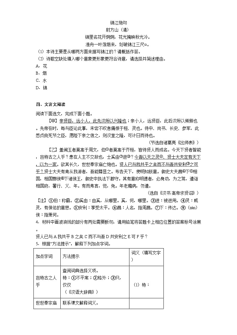 福建省厦门市双十中学2025年中考二模语文试题（含答案）第2页