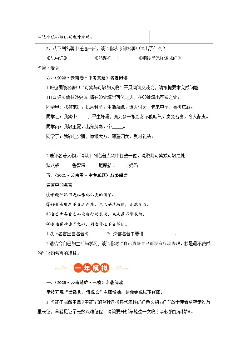 专题05 名著阅读（综合性学习二）（原卷版）（云南专用）-【好题汇编】5年（2021-2025）中考1年模拟语文真题分类汇编第2页