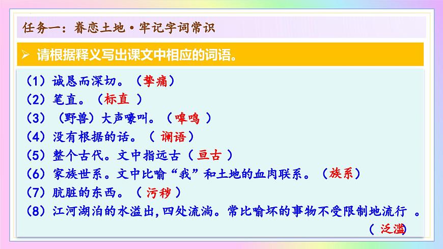 新人教部编语文七下 2-8《土地的誓言》-教学课件第8页