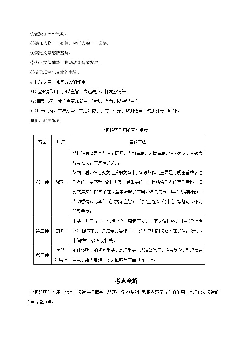 中考语文现代文阅读“段落的分析与理解”专题讲练（含解析）第3页