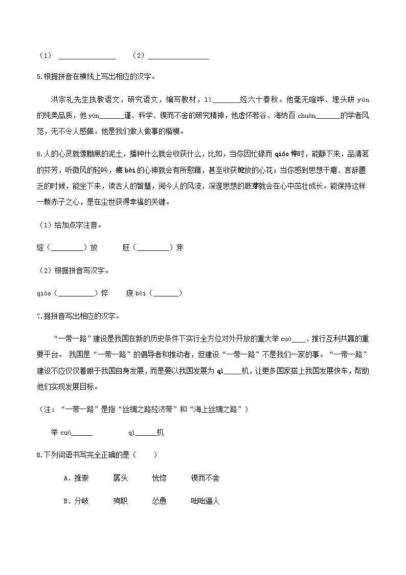 2025年中考语文专项二轮练习字形通关冲刺专练（含答案解析）第2页