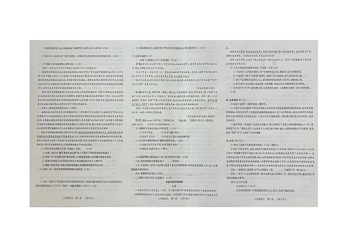 河南省安阳市滑县校联考2024-2025学年八年级下学期6月期末 语文试题（pdf版含答案）第2页