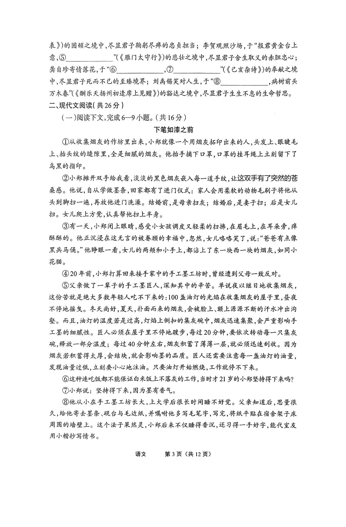 河南省漯河市召陵区实验中学、二中联考2025届九年级下学期中考三模语文试卷（图片版）第3页