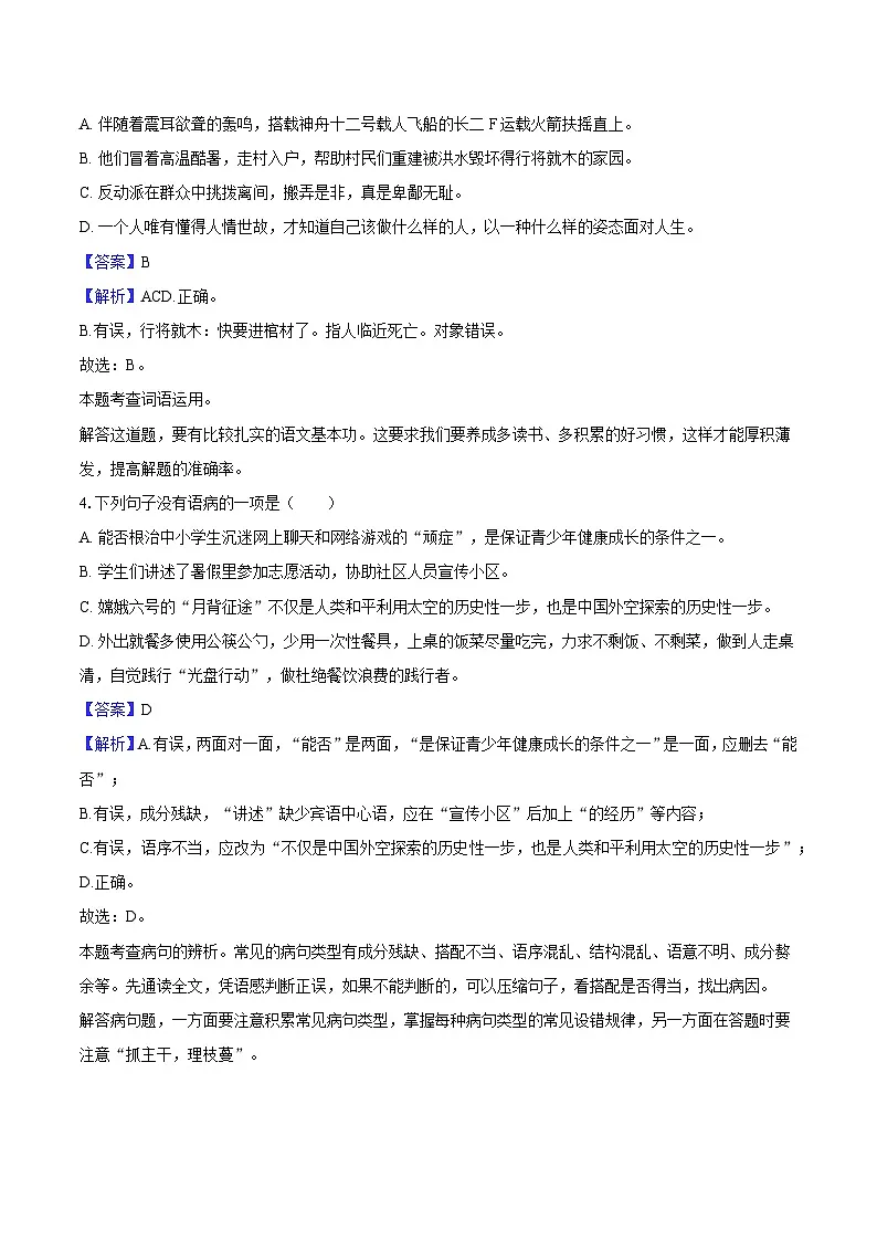 2025年四川省绵阳市中考语文模拟试题（含答案）第2页