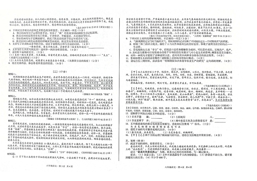 【8语期中】合肥市蜀山区琥珀联考2024-2025学年八年级下学期4月期中语文试题第2页