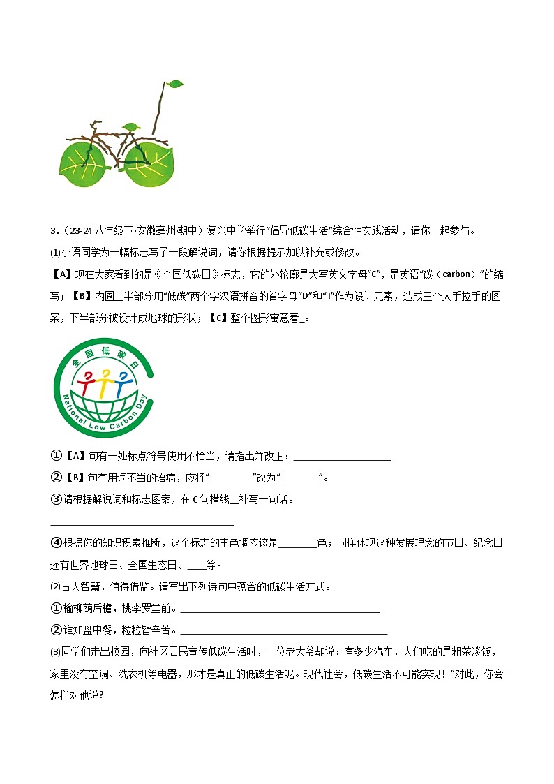 2025年春人教版八年级语文下学期期中真题分类  专题03 综合性学习第3页
