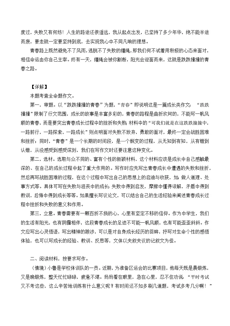 2026年中考语文一轮复习：“教育感悟智慧”类例文及写作指导 讲义第2页
