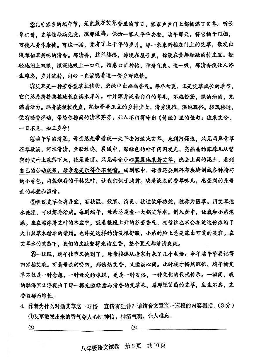 2024-2025学年河南省商丘市八年级下学期6月期末语文试卷第3页