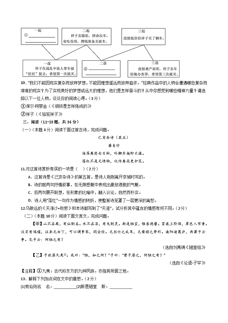 七年级语文期末模拟卷【测试范围：下册1~6单元】（考试版）第3页