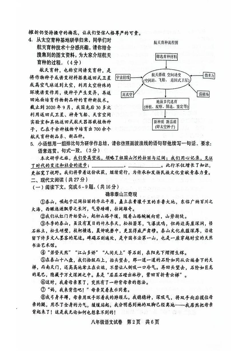 河南商丘2025年春八年级语文期末质量检测试卷（图片版，含答案）第2页