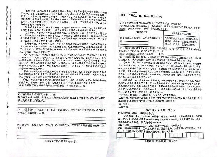 河北省邯郸市永年区2024-2025学年七年级下学期6月期末考试语文试题（pdf版，含答案）第3页