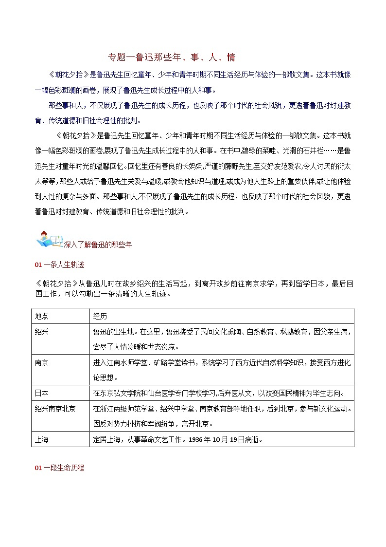 第06讲一《朝花夕拾》专题探究（学案）第2页