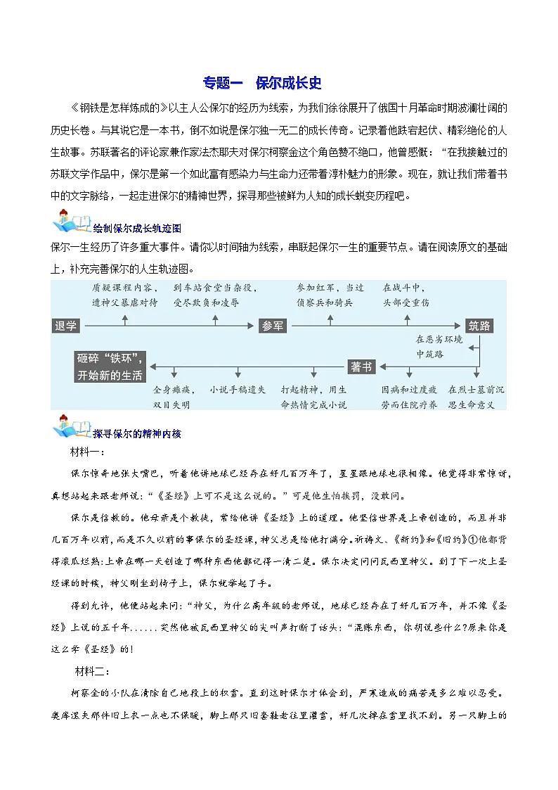 第04讲一《钢铁是怎样炼成的》专题探究（学案）第2页