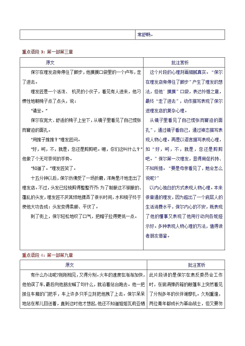 第06讲一《钢铁是怎样炼成的》重点语段赏析批注（学案）第3页