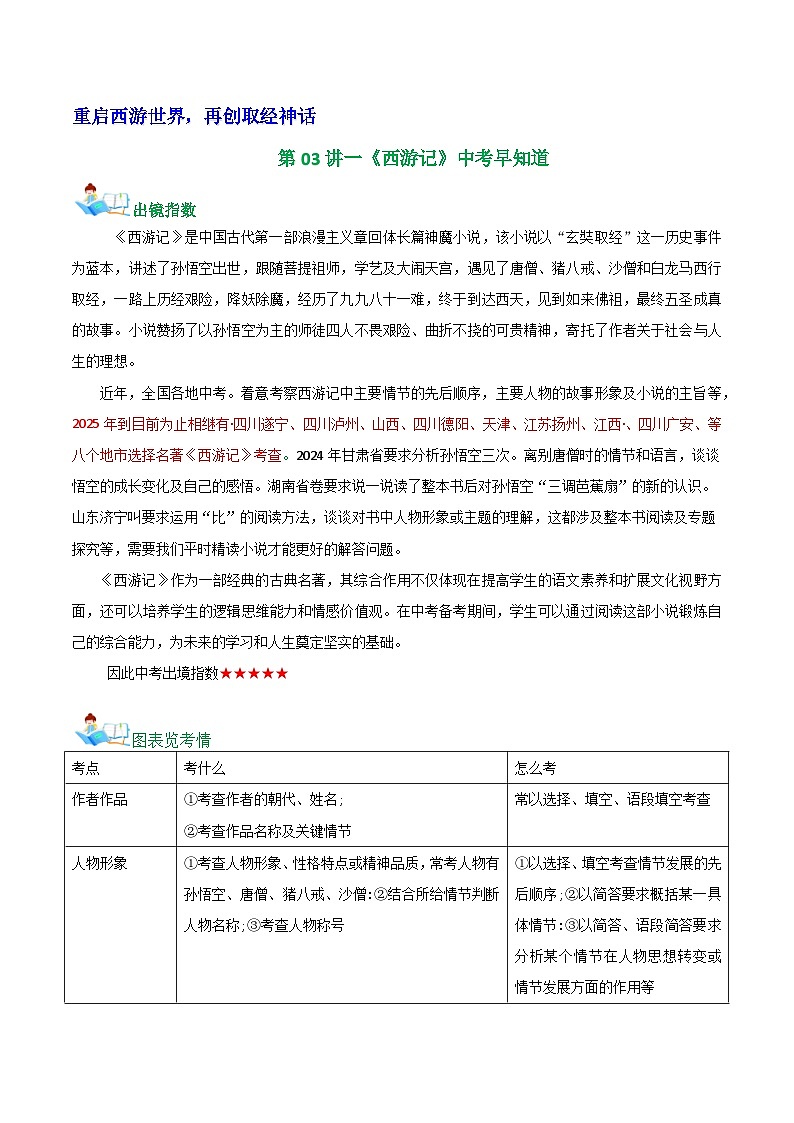第03讲一《西游记》中考早知道（学案）第1页