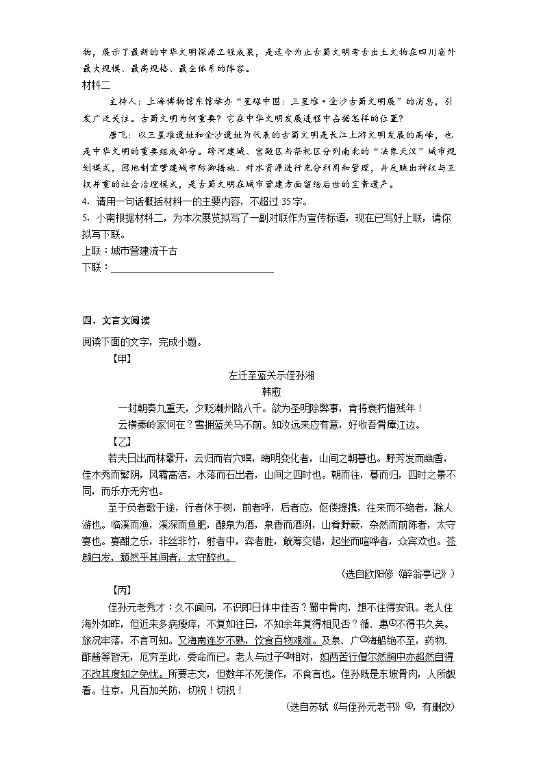广东省湛江市雷州市四校联考2025年中考三模语文试题（含答案）第2页