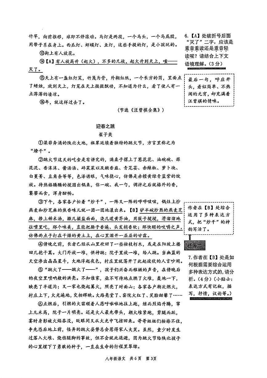 浙江省温州市苍南县2024-2025学年八年级下学期期末语文试题第3页