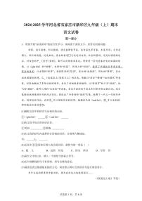 河北省石家庄市新华区2024~2025学年九年级上学期期末语文试题（含解析）