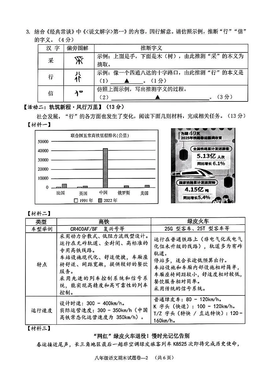 浙江省金华市兰溪市2024-2025学年八年级下学期期末考试语文试题第2页