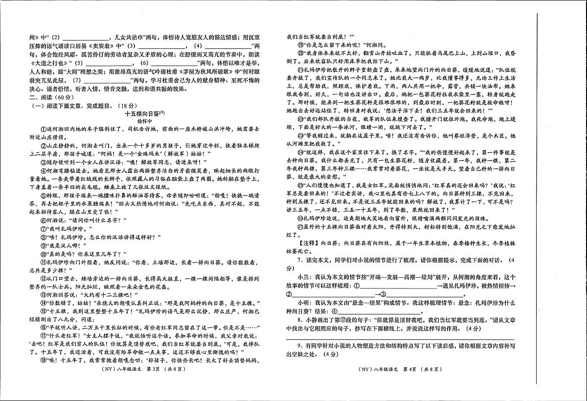 甘肃省陇南市康县2024-2025学年八年级下学期7月期末语文试题第2页