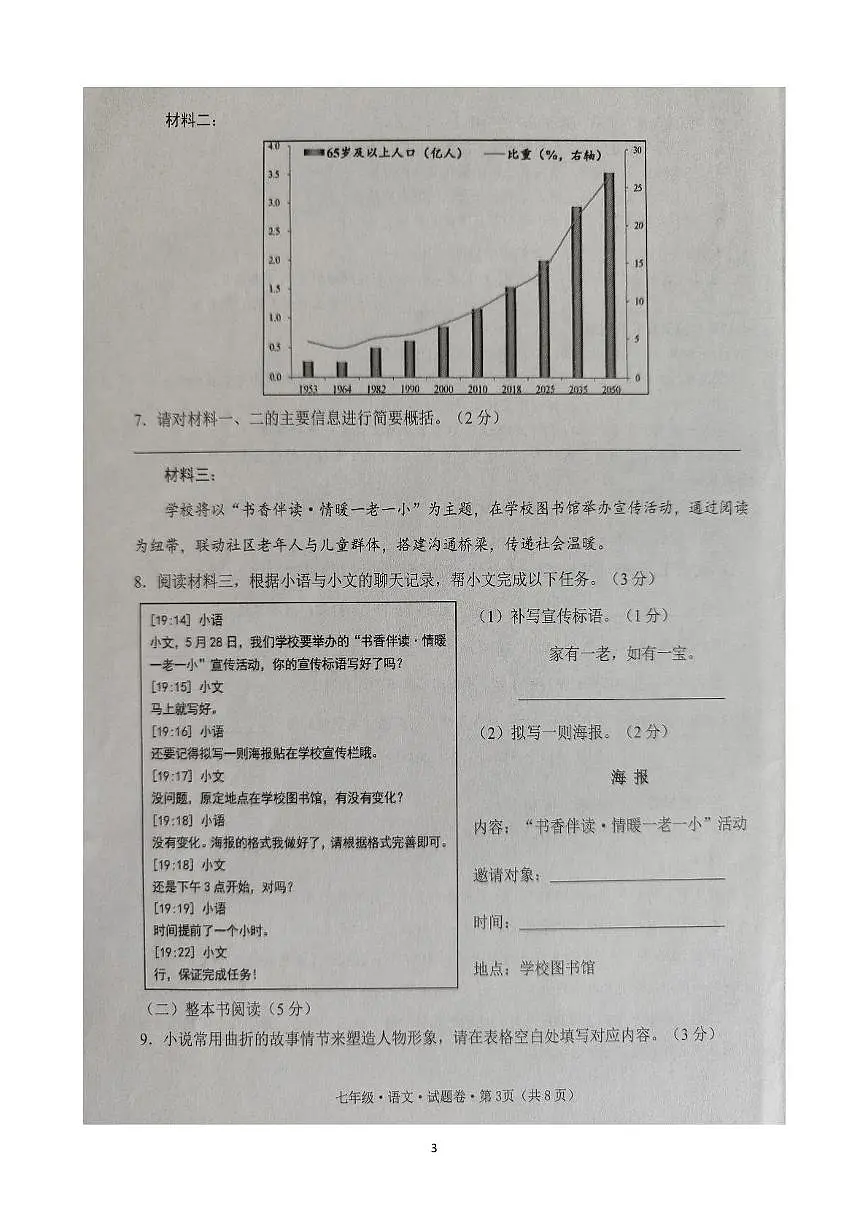 云南省文山州2024-2025学年七年级下学期期末语文试卷第3页