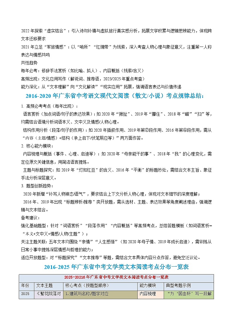 专题07 文学类文本阅读（知识清单）-备战2026年中考语文考点突破（广东专用）第2页