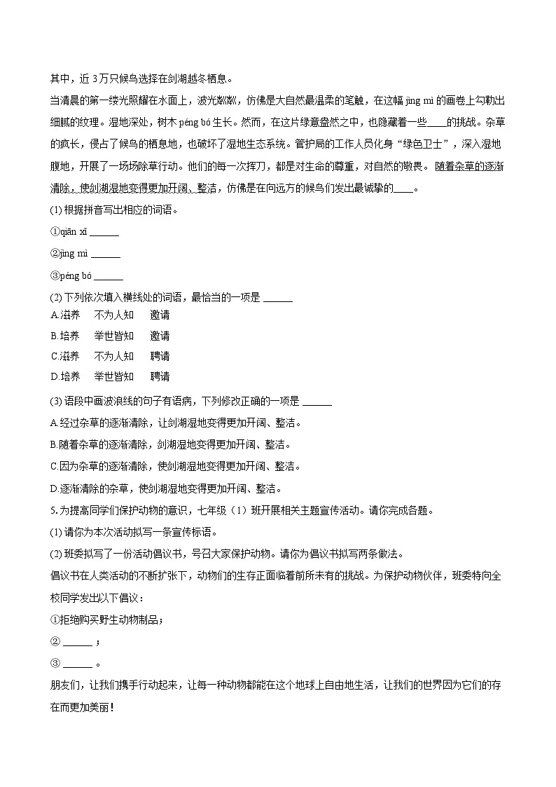 广东省云浮市2024-2025学年七年级（上）期末语文试卷 【含答案】第2页