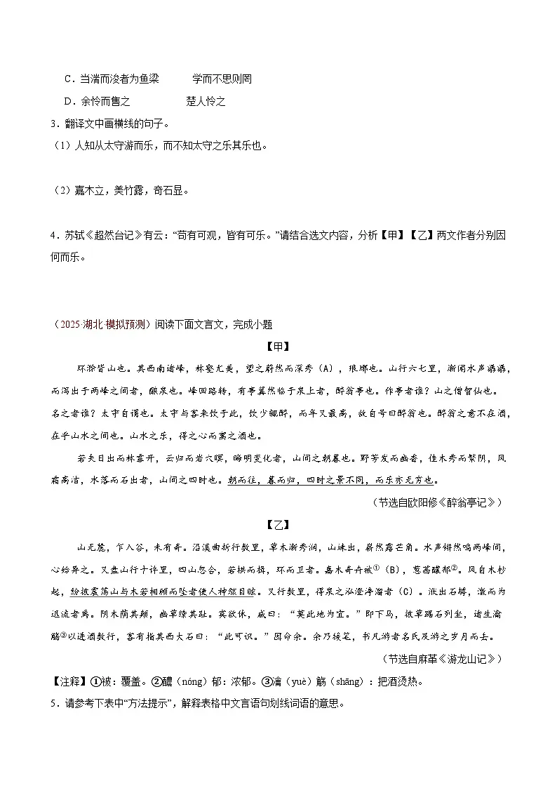 32. 《醉翁亭记》对比阅读（原卷版）-2026年中考语文之文言文对比阅读讲练（全国通用）第2页