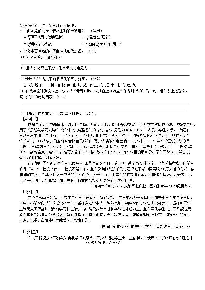 广东省梅州市兴宁市2024-2025学年八年级下学期7月期末语文试题第3页