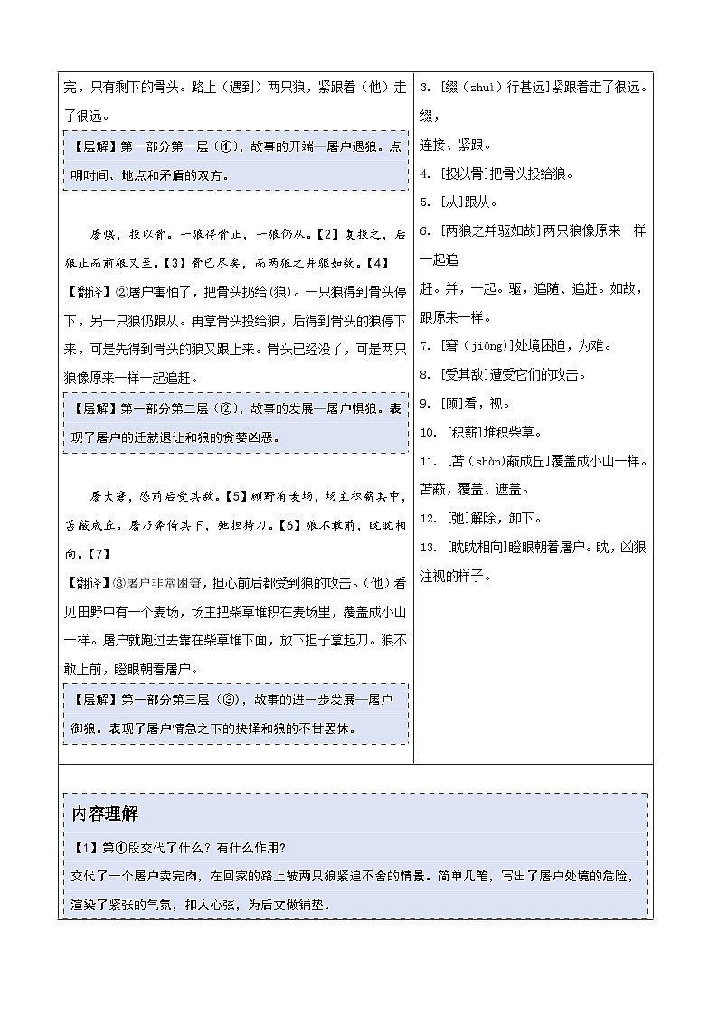 【25语文】七上暑期预习4《狼》讲义第3页