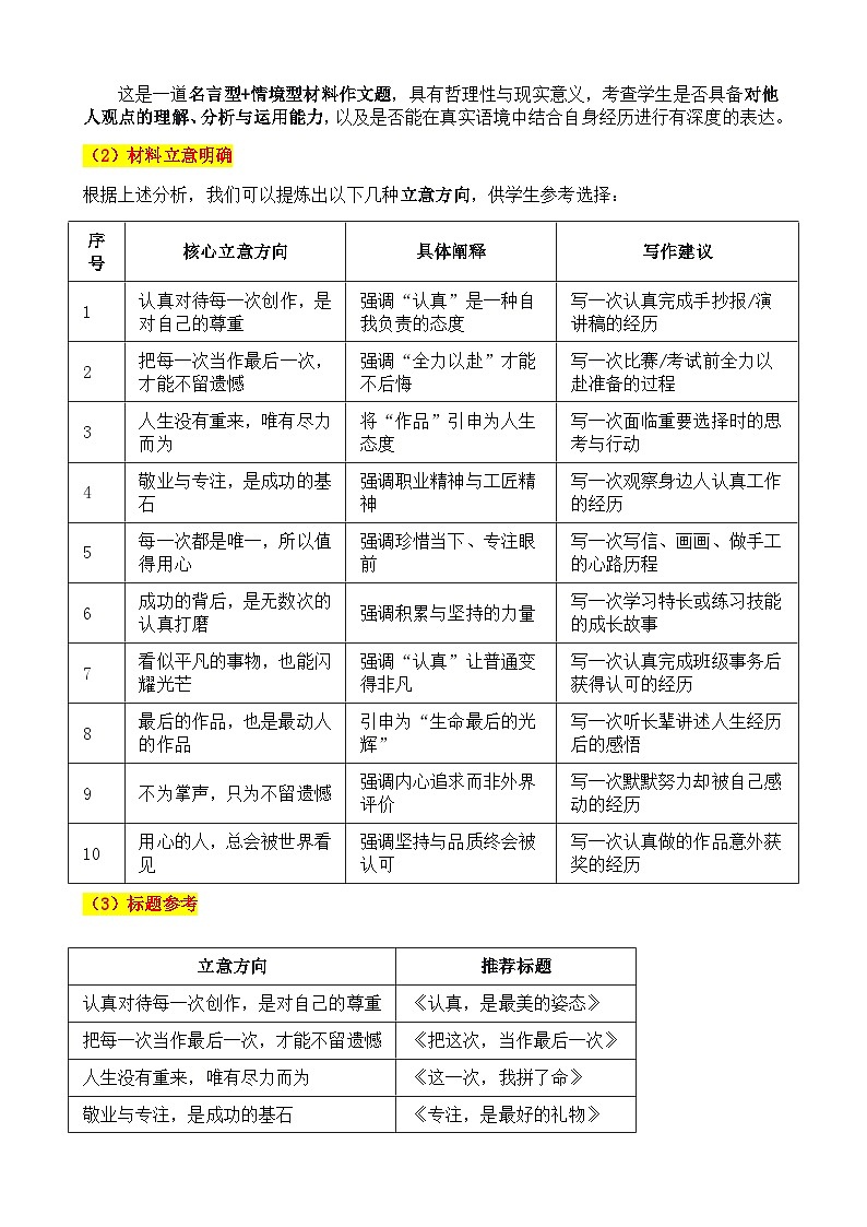 2025·四川达州·中考真题“以敬畏之心，打磨每一次” 审题立意指导与拓展训练-2025年中考语文作文真题解析与导写和范文第3页